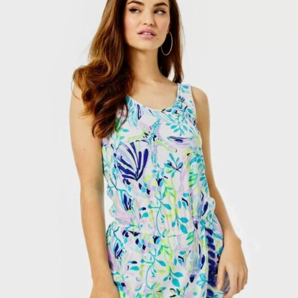 LILLY PULITZER Jarrett Romper Resort White Shell Beach - Picture 1 of 5